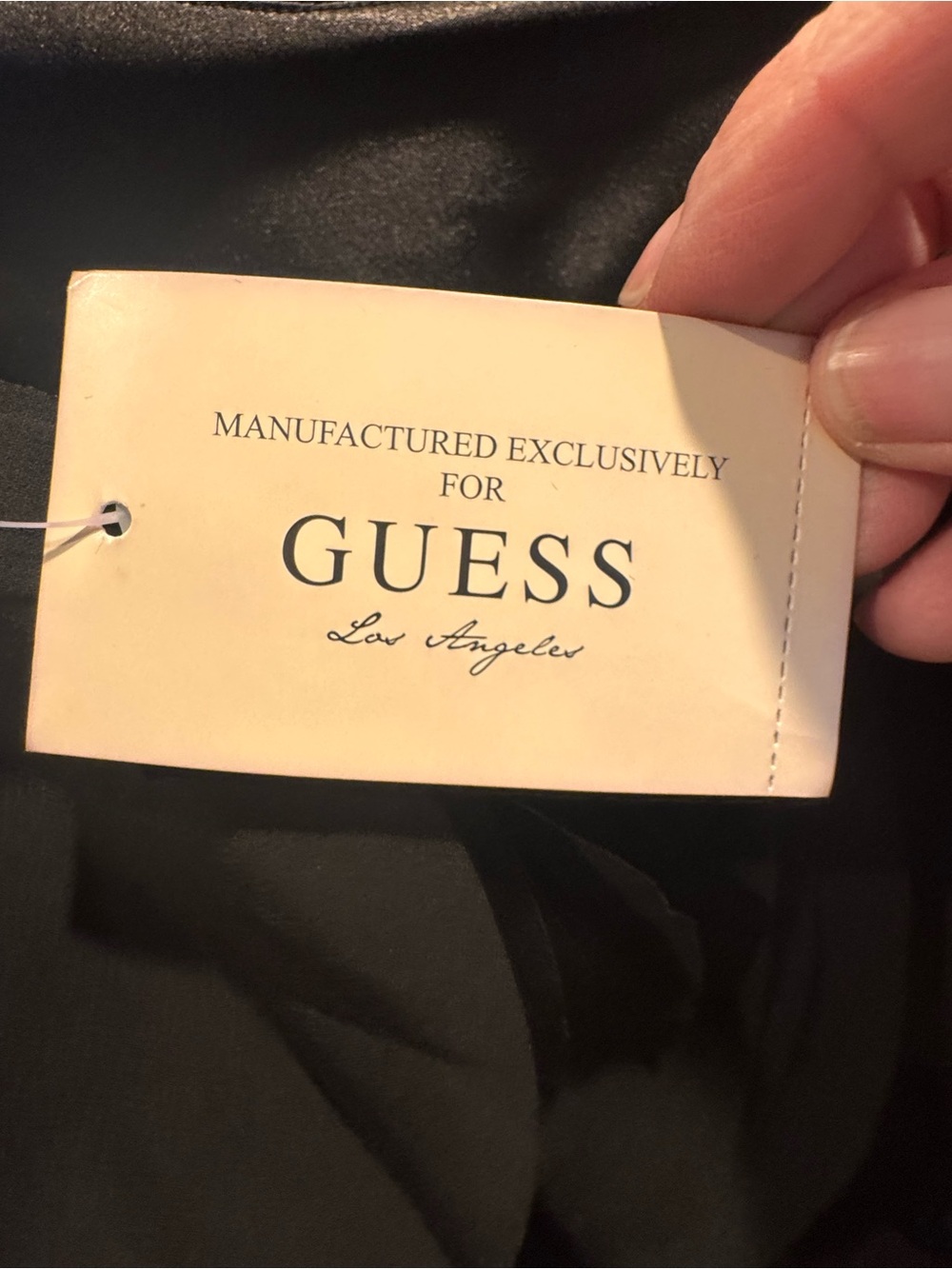 Guess Black Satin Tag Dress Accent - Picture 3 of 5